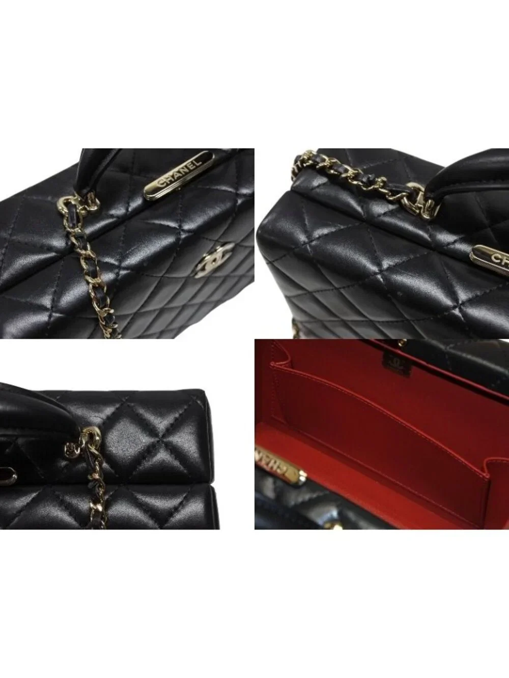 Chanel CC Logo Quilted Chain Shoulder Handbag Lambskin Black